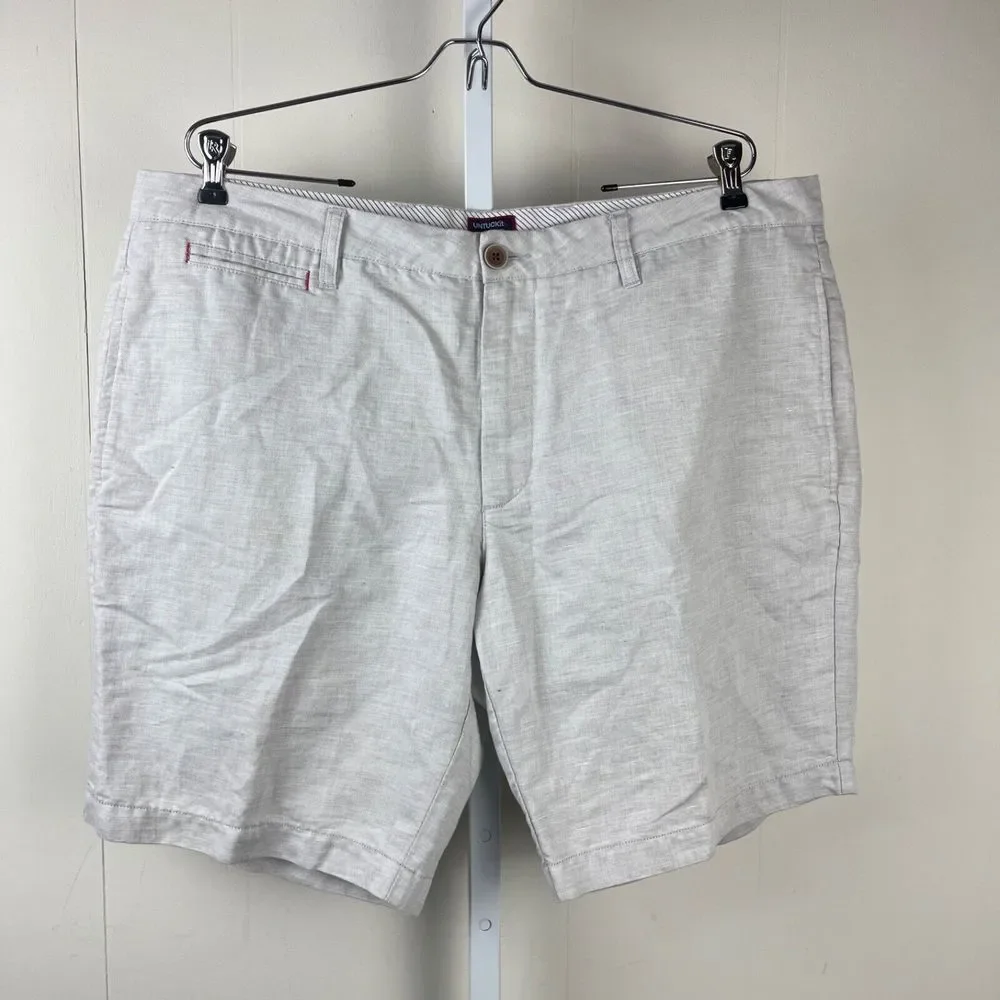 UNTUCKit Chino Shorts Mens‎ Size 40 Light Gray Linen Cotton Blend 10